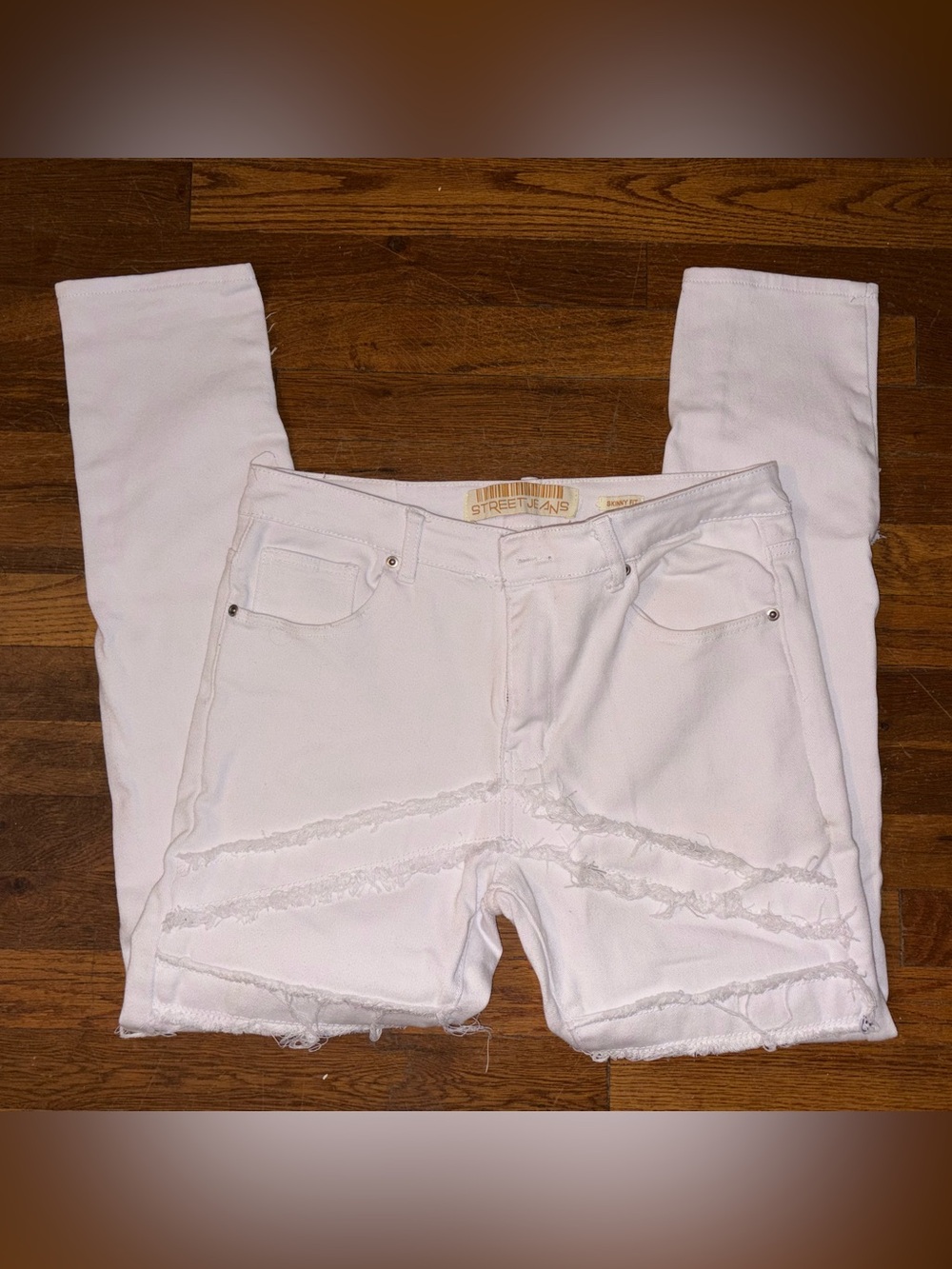 White Distressed Ankle Jeans